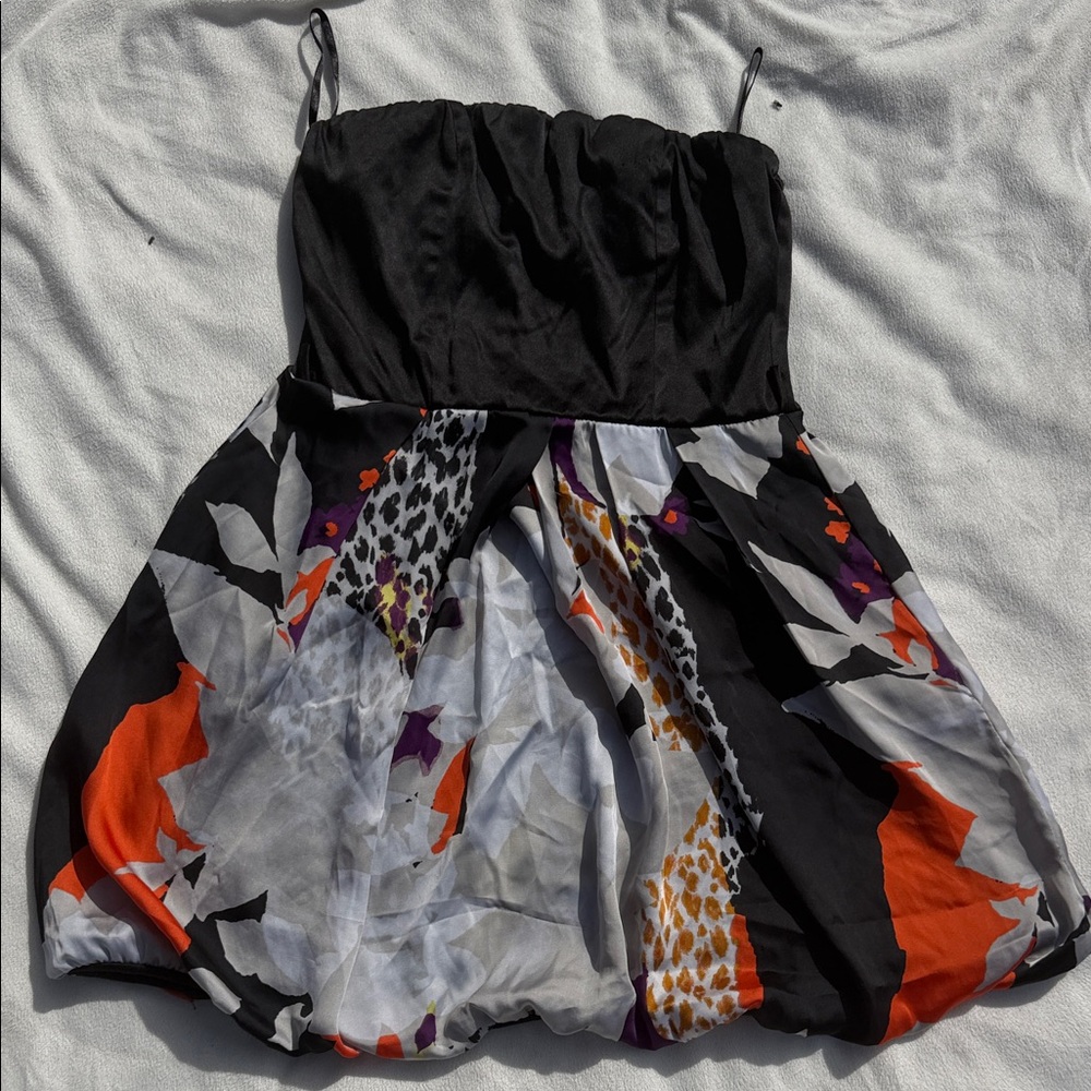Stylish Black and Orange Mini Dress